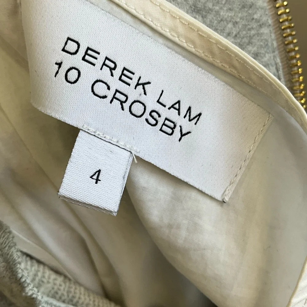 10 Crosby Derek Lam Layered Pleated Hem Gray Short Sleeve Tee Dress Top Size 4